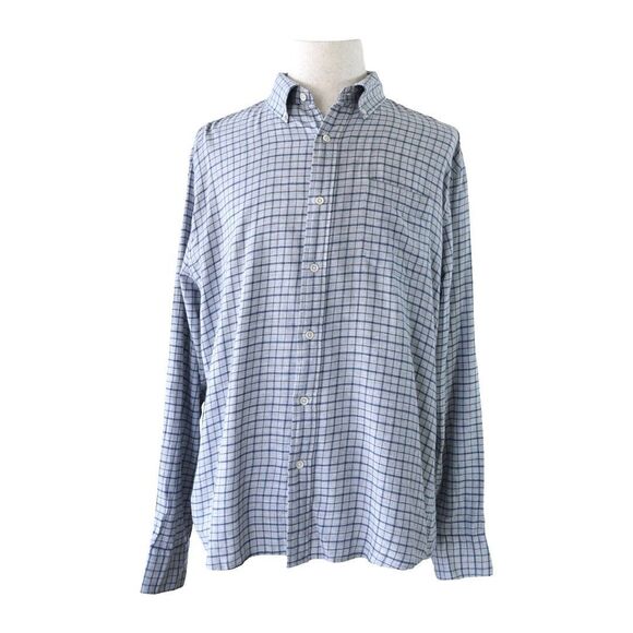 Faherty Brand Blue Gray Check Button Down Shirt Men’s XL 100% Cotton Soft Flanne - Picture 2 of 10